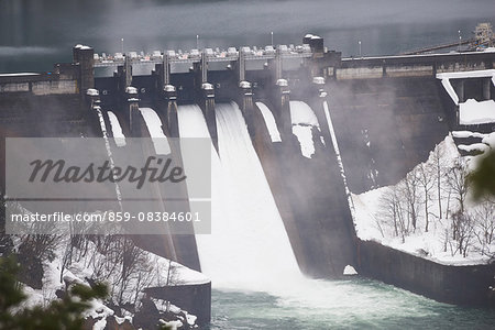 Snow at Hatogaya Dam, Gifu Prefecture, Japan