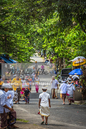 Street scene at Temple Festival, Petulu Village, near Ubud, Gianyar, Bali, Indonesia