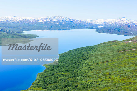 Aerial view of mountain lake