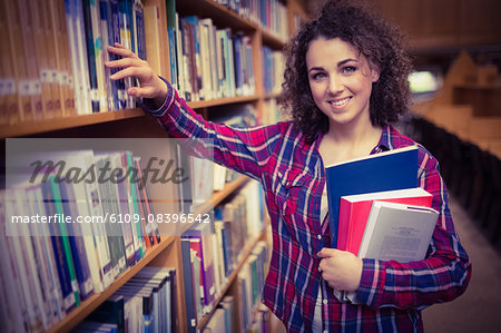 Pretty student in the library