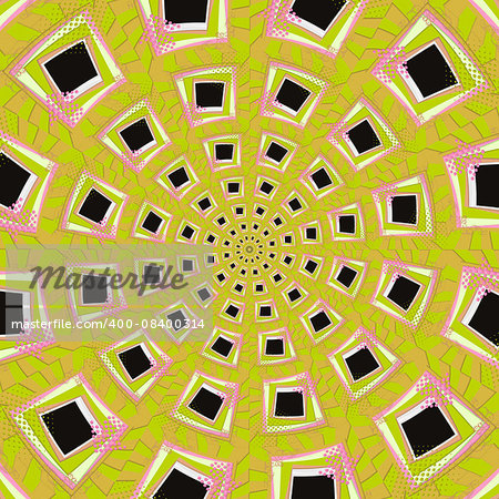 Abstract kaleidoscopic background with vintage photo cards.