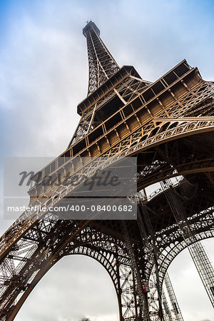 Eiffel Tower in Paris France on a beautiful sunny day