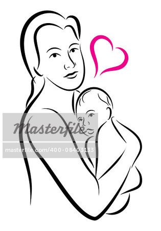 stylized holy union of mother and child love family