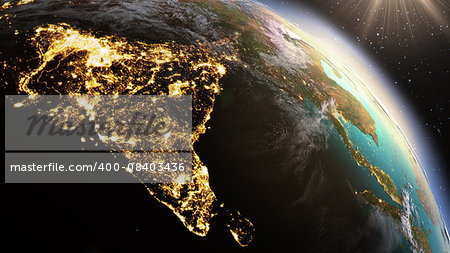 Planet Earth Asia zone. Elements of this image furnished by NASA