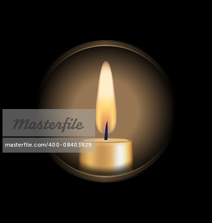 Candle zoomed on circle isolated on black