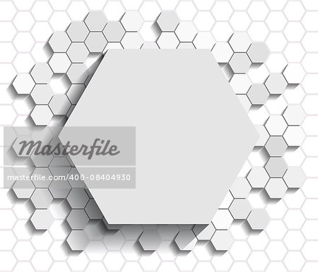 White flat style hexagon icon on neutral background