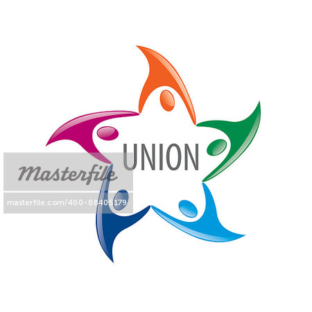 Abstract vector logo colored people in the Union