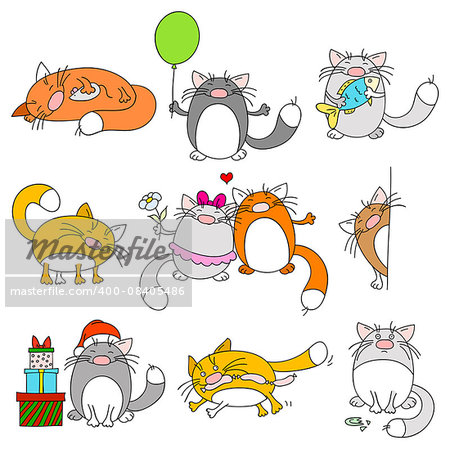 Collection of nine cute funny cats