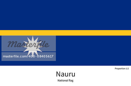 National flag of Nauru with correct proportions, element, colors for education books and official documentation