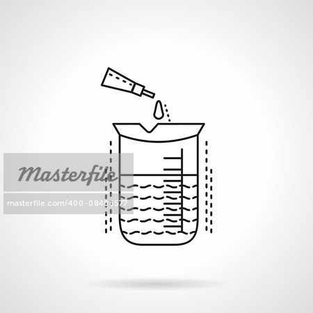 Beaker with liquid and dropper with reagent drop. Research and experiment. Chemical science. Flat line style vector icon. Single web design element for mobile app or website. Beaker with liquid and dropper with reagent drop. Research and experiment. Chemical science. Flat line style vector icon. Single web design element for mobile app or website.