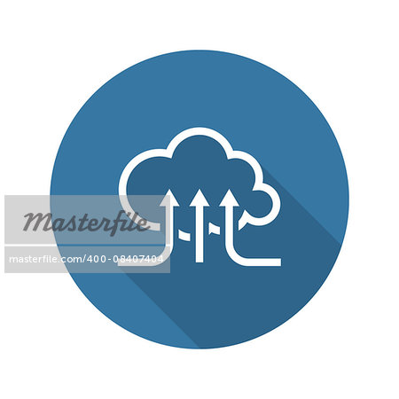 Online Cloud Services. Flat Design Icon. Long Shadow. Isolated Illustration.