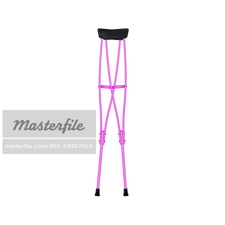 Retro crutches in pink design on white background