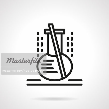 Laboratory glassware. Flask with mixing stick. Chemical and biology science. Black simple line style vector icon. Single web design element for mobile app or website.