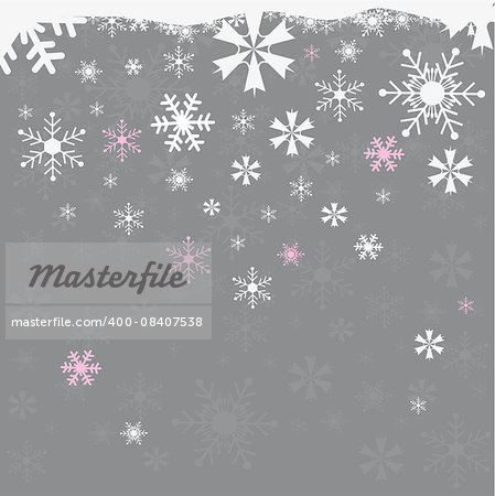 Winter snowflakes grey background