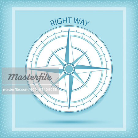 Wind rose symbol. Compass - Right way concept. Vector illustration. Nautical background