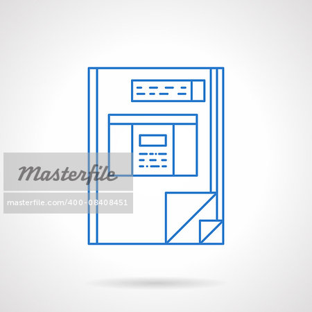Financial accounting book. Accounting ledger, e-business, management. Flat blue line style vector icon. Design element for website, mobile app, business.