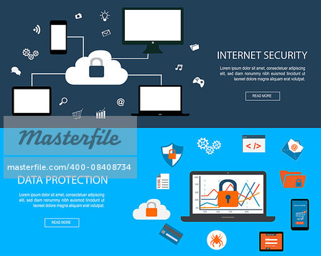 Set of flat design concepts for Internet Security and Data Protection