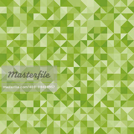 Abstract background green triangles. Vector, seamless repeating pattern, mosaic