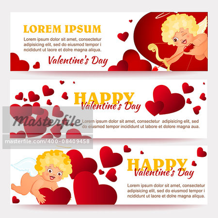 Valentine's Day card with cupids and hearts
