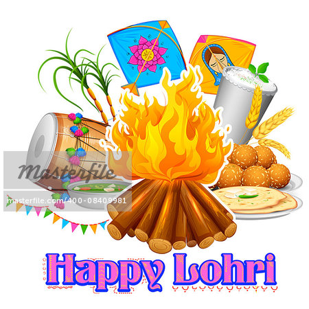 illustration of Happy Lohri background for Punjabi festival