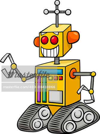 Cartoon Illustration of Funny Robot Fantasy Character