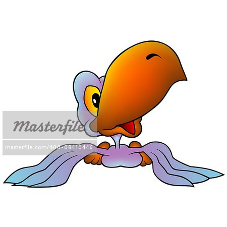Violet Parrot - Colored Cartoon Illustration, Vector