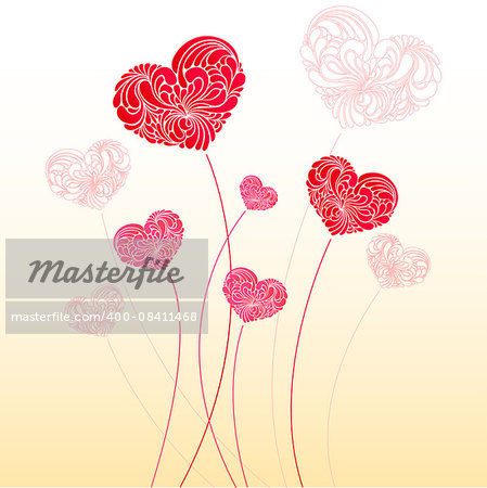 Valentine stylized hearts - love symbol, vector  card or background