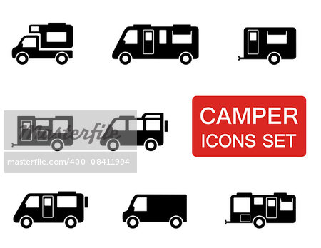 isolated camper icon set on white background