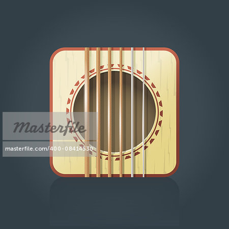 Vector acoustic guitar icon for music software, eps10