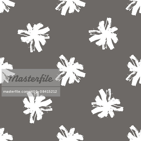 Floral seamless pattern of stroke camomile pattern. Grunge white and black flower design