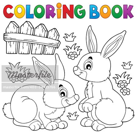 Coloring book rabbit topic 1 - eps10 vector illustration.