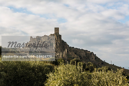 Scenic view of ancient, mountain village of Craco, built from sandstone rock, Matera Province, Basilicata, Italy