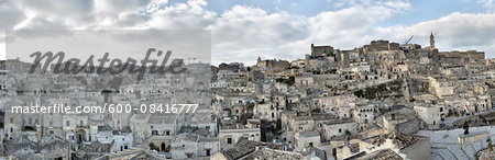 Panoramic view of ancient, Sassi di Matera, one of the three oldest cities in the world, Matera, Basilicata, Italy