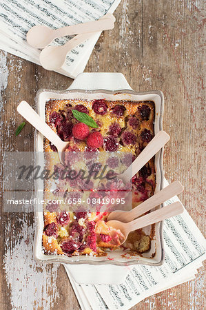 Clafouti with raspberries