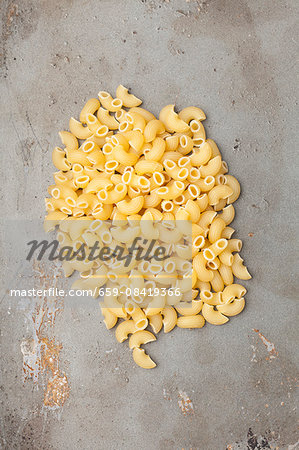 A pile of chifferi pasta