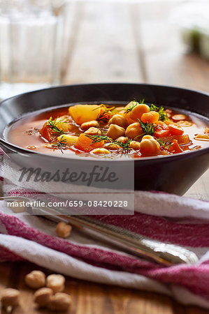 Vegan chickpea soup with peppers