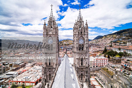 Quito Old Town seen from the roof of La Basilica Church, UNESCO World Heritage Site, Quito, Ecuador, South America