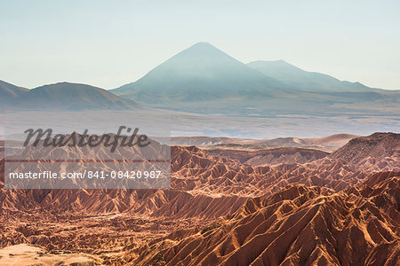 Death Valley (Valle de la Muerte) and Licancabur Volcano, San Pedro de Atacama, Atacama Desert, North Chile, Chile, South America Death Valley (Valle de la Muerte) and Licancabur Volcano, San Pedro de Atacama, Atacama Desert, North Chile, Chile, South America