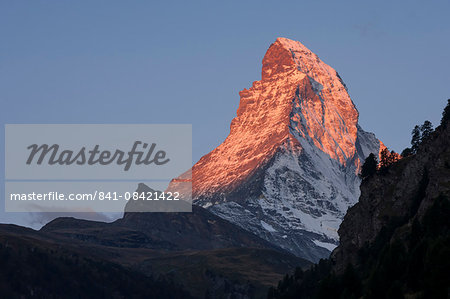 Matterhorn, first light, Zermatt, Swiss Alps, Switzerland, Europe