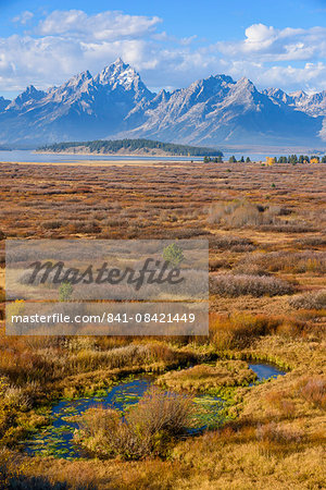 Willow Flats and Teton Range, Grand Tetons National Park, Wyoming, United States of America, North America