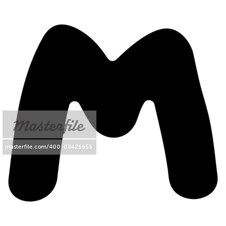 Original font, hand drawn funny fat capital letter isolated on white, part of a full series