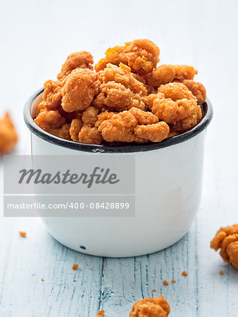 close up of rustic popcorn chicken