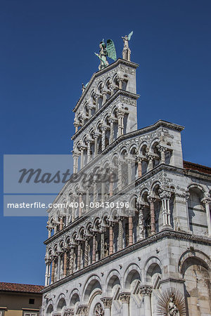 Facade of the San Michele in Foro in Lucca, Italy