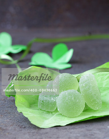 Green homemade fruit jellies jujube marmalade with mint flavor