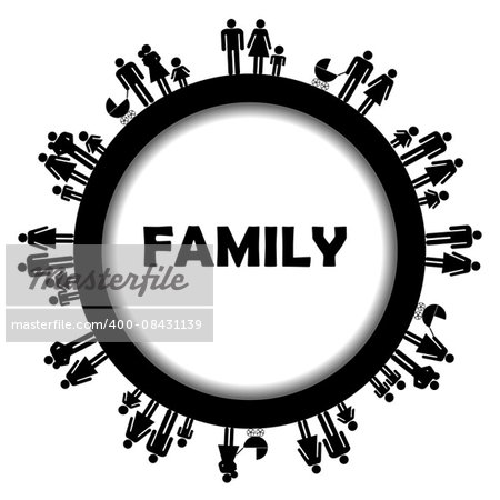 Round frame with family simbols