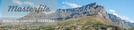 Panorama of Table Mountain and part of Cape Town as seen from Signal Hill.