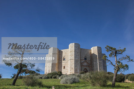 Castel Del Monte on a hilltop in Puglia, Italy