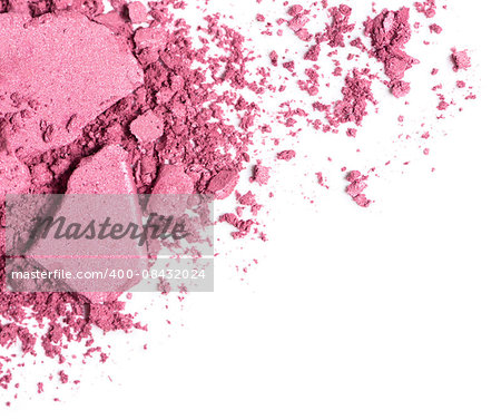 Sample of pink compact blush on white background