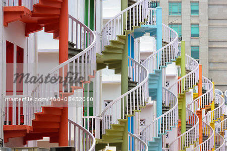 Singapore at  Bugis Village spiral staircases.