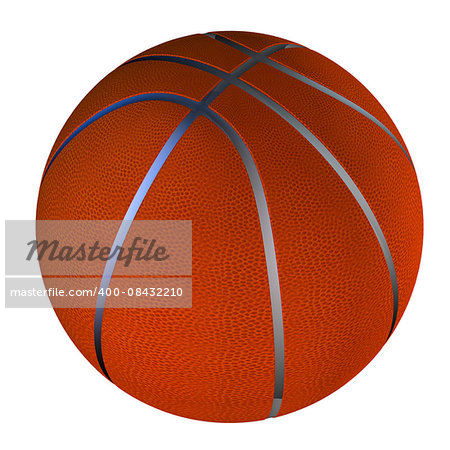 Digitally rendered illustration of a basketball ball on white background.